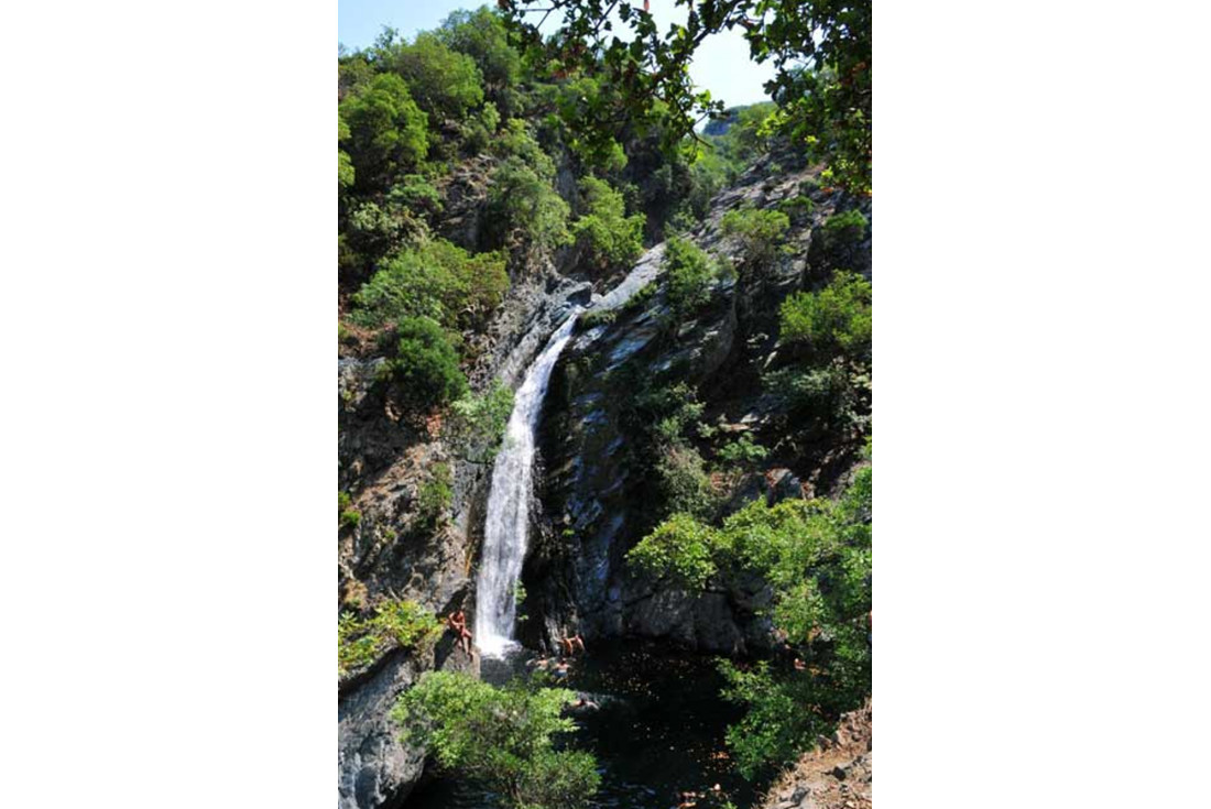 Greece: Waterfall and pond in Samothrace