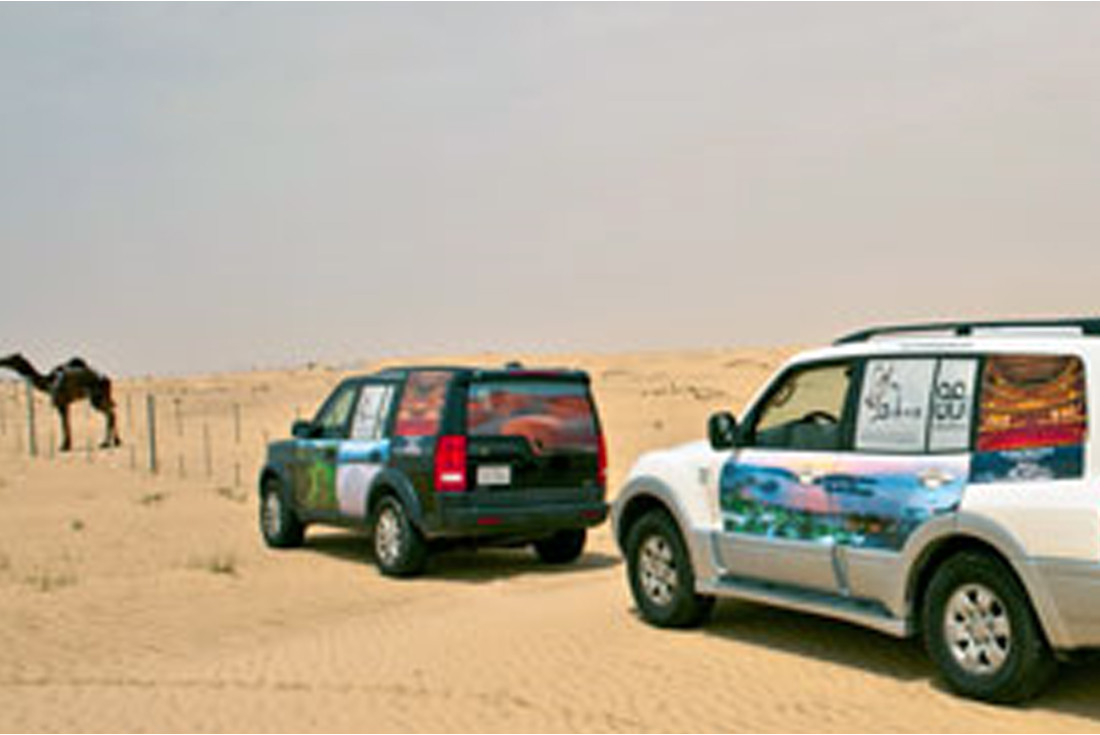 The two Tour vehicles crossing Saudi Arabia