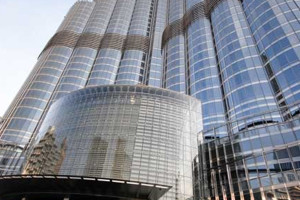 Outside the Burj Khalifa in Dubai 