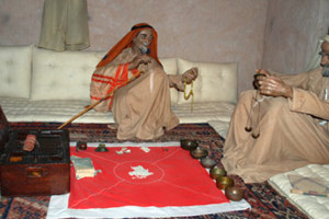 One of the rooms in Ajman Museum, which shows two merchants discussing a price of pearls 